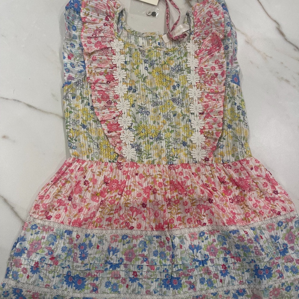 Love Shack Fancy youth Sylvie Dress, Fruity punch Colorblock, 4-5 y, NWT